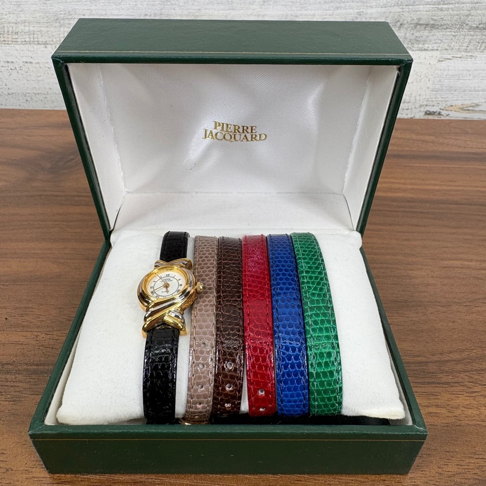 Pierre Jacquard Interchangeable Watch Set Women Multi Two-Tone Strap Vintage 90s
